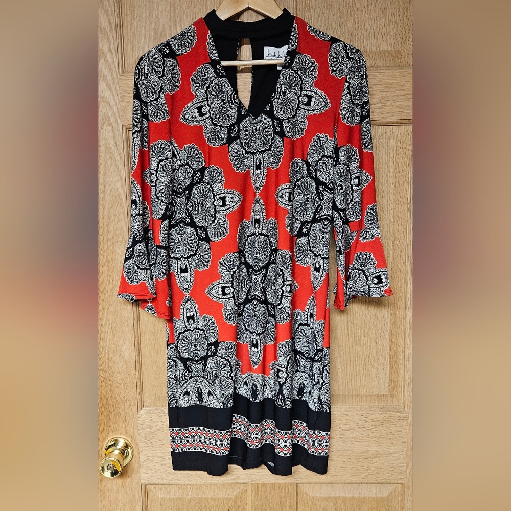 Nicole Miller Black Red Size 10 Dress‎